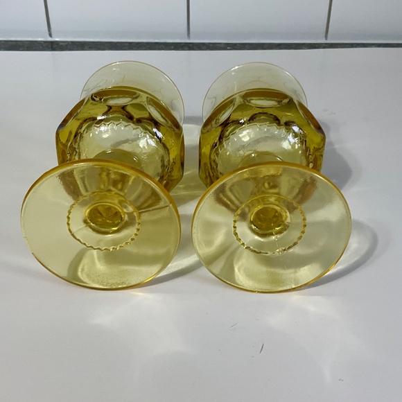 VTG Large Indiana Glass Amber Kings Crown Thumbprint Set of 2 - Picture 5 of 5